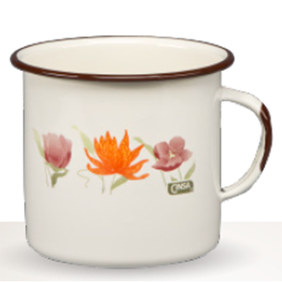 VASO - POCILLO CREMA FLORES 